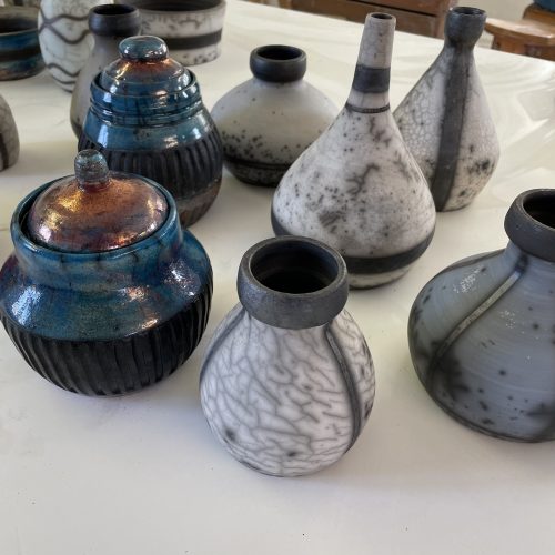 Collection of raku pots
